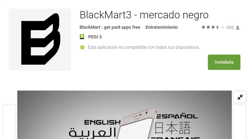BlackMart se cuela en el Play Store bajo el nombre de BlackMart3 y ya lleva las 500.000 instalaciones
